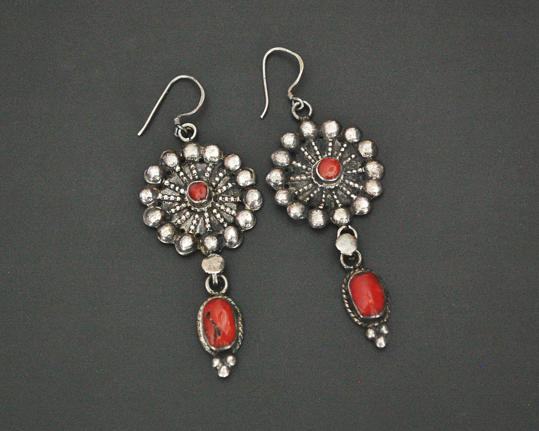 Ethnic Coral Earrings from Nepal