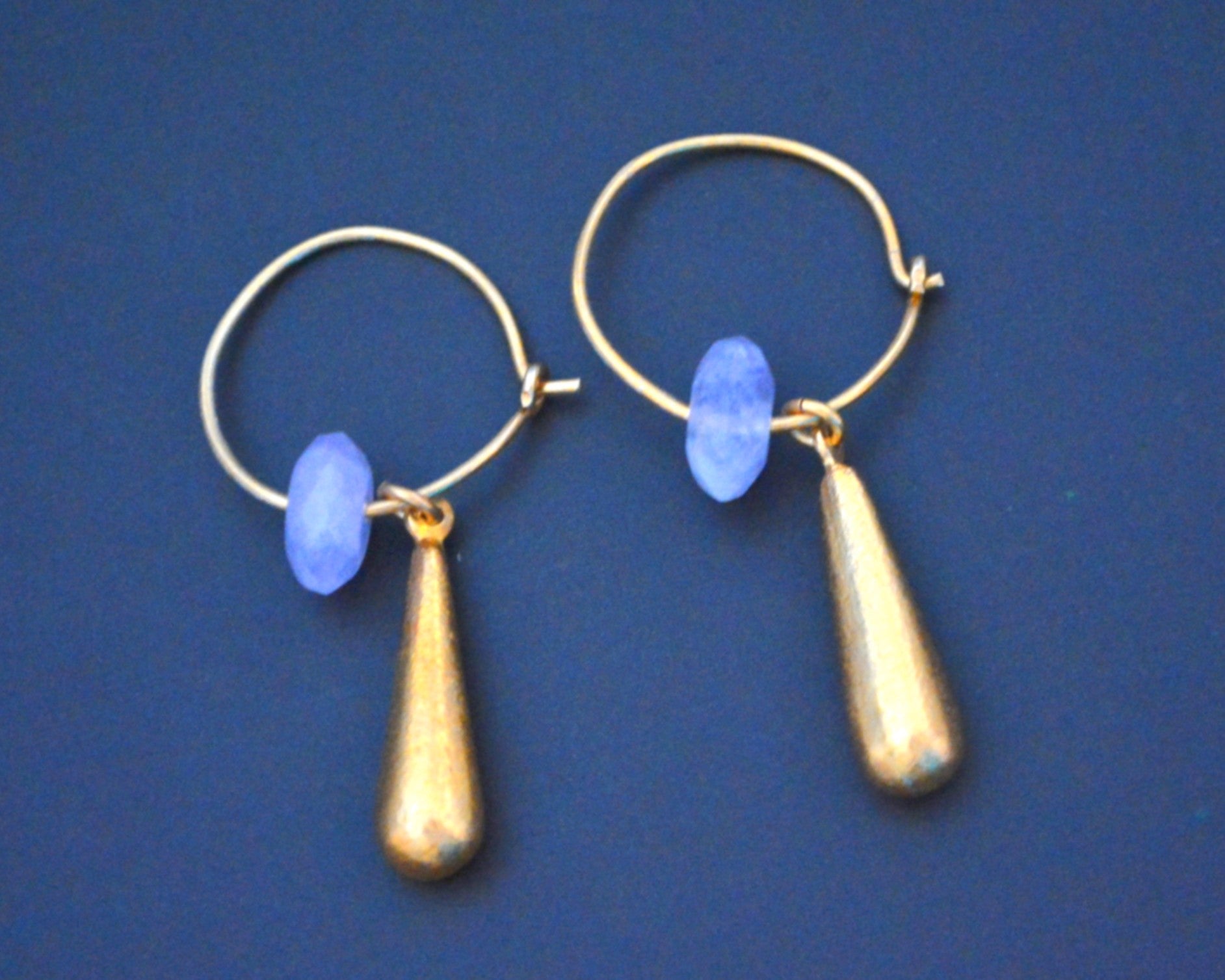 Gilded Hoop Earrings with Amethyst Bead