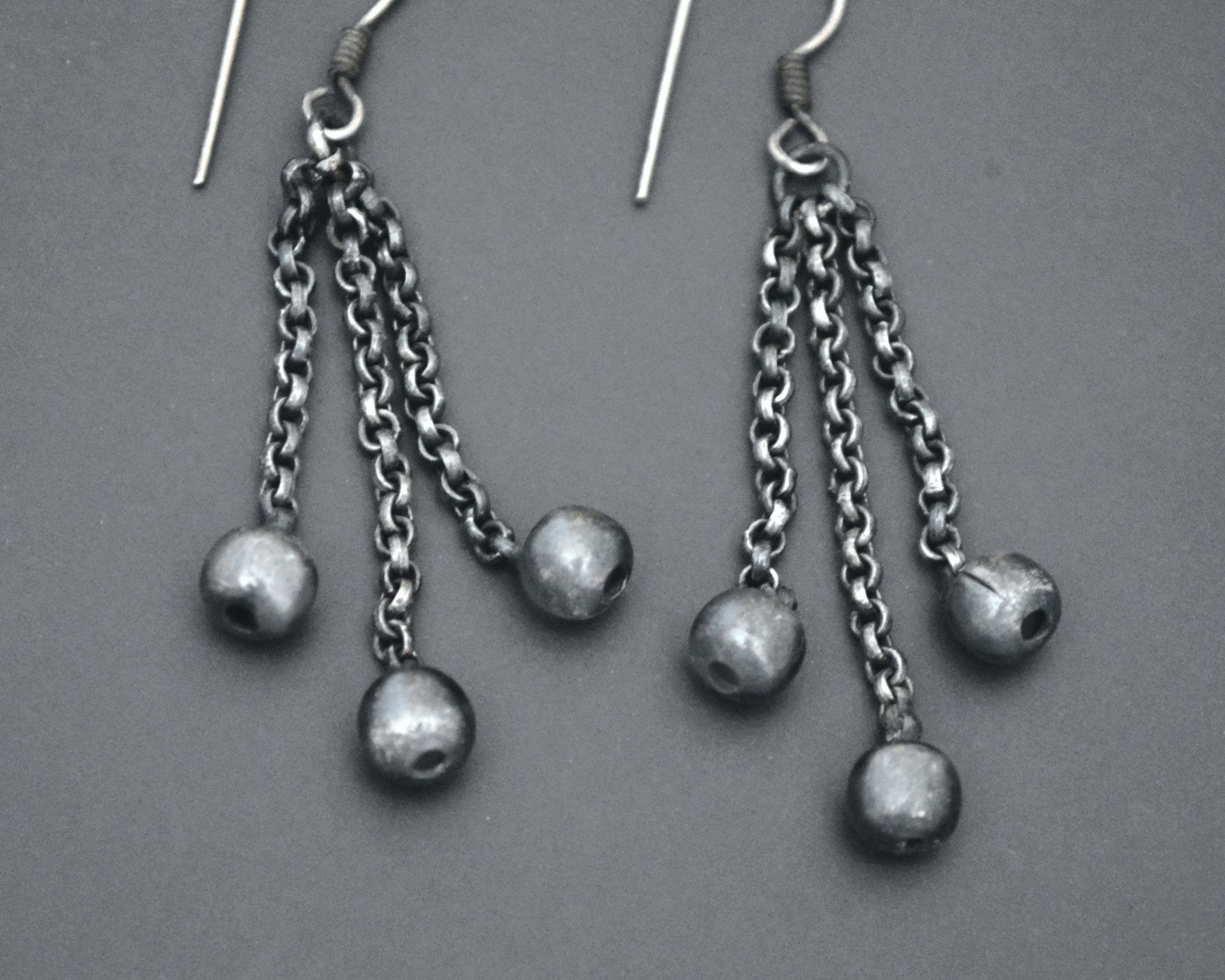 Ethnic Silver Bell Earrings - Sterling Silver