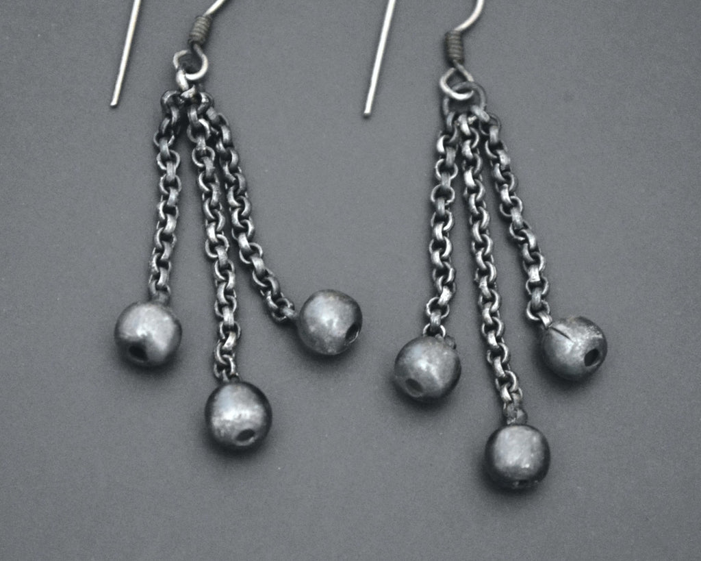 Ethnic Silver Bell Earrings - Sterling Silver