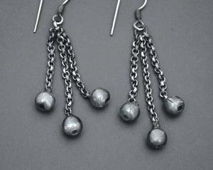 Ethnic Silver Bell Earrings - Sterling Silver