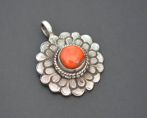 Nepali Coral Flower Pendant