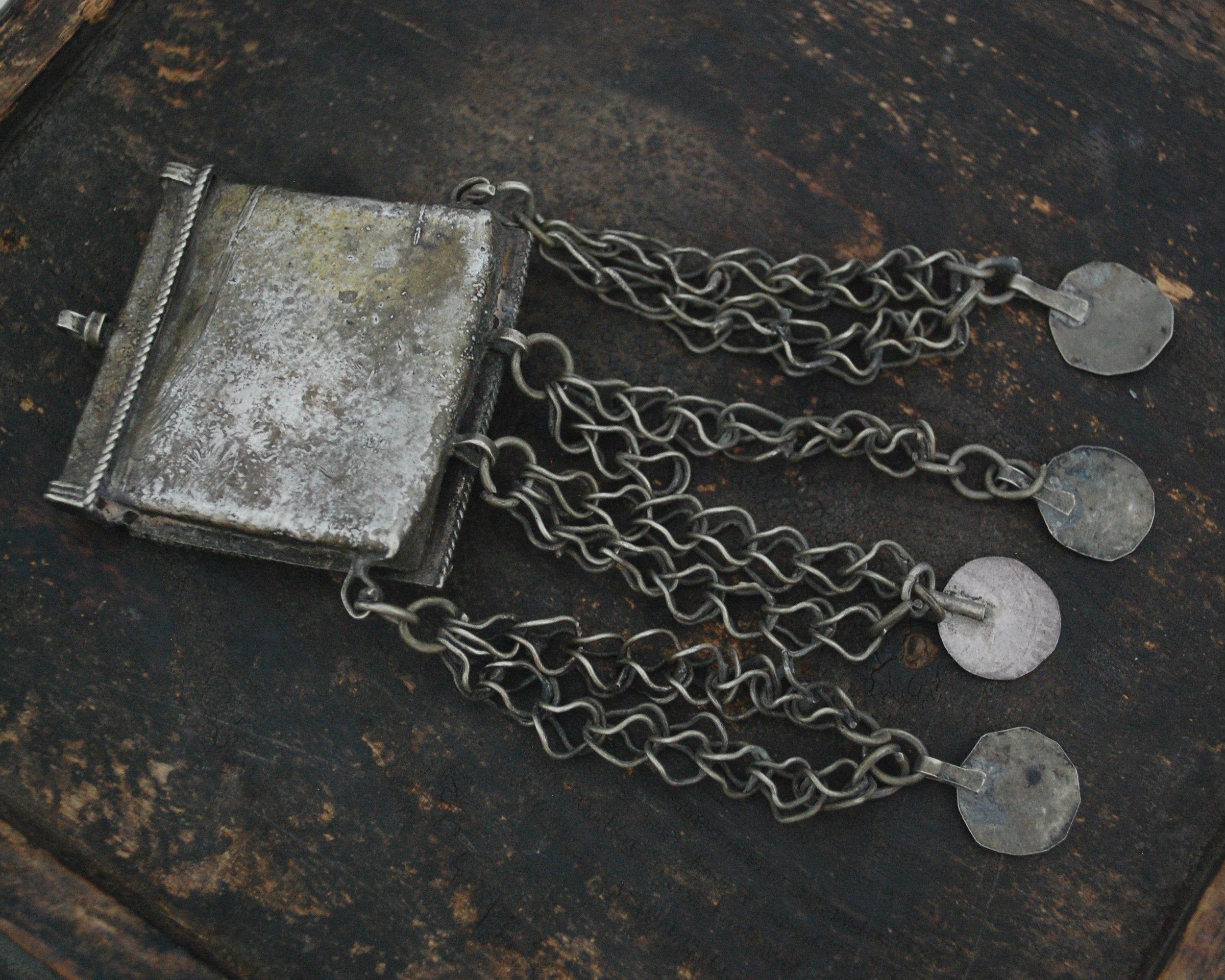 Old Moroccan Hirz Box Pendant with Coins