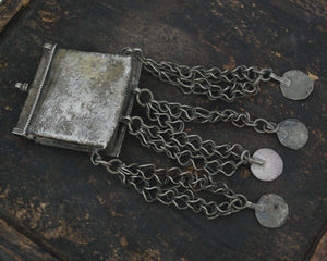 Old Moroccan Hirz Box Pendant with Coins