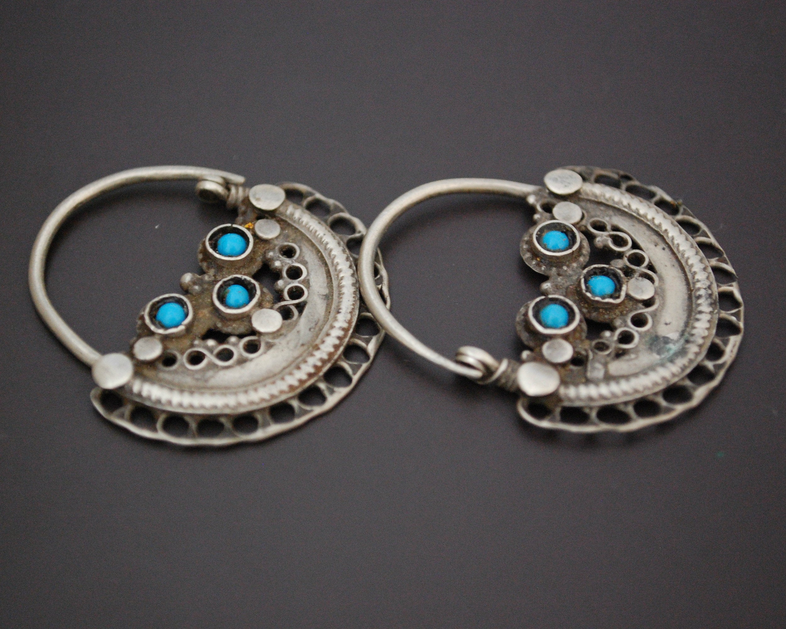 Afghani Hoop Earrings with Turquoise