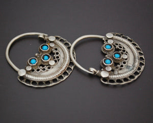 Afghani Hoop Earrings with Turquoise