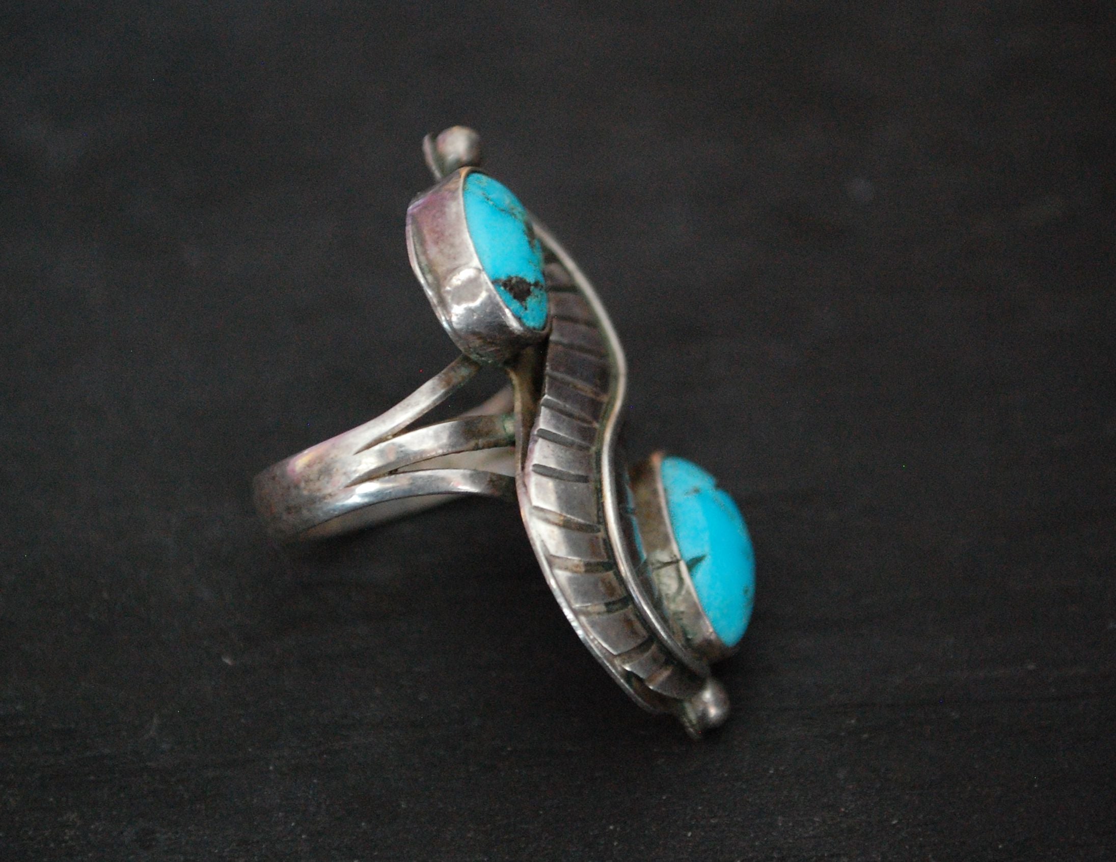 Navajo Turquoise Feather Ring - Size 7