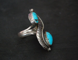 Navajo Turquoise Feather Ring - Size 7