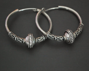 Large Bali Hoop Earrings with Bead and Wirework