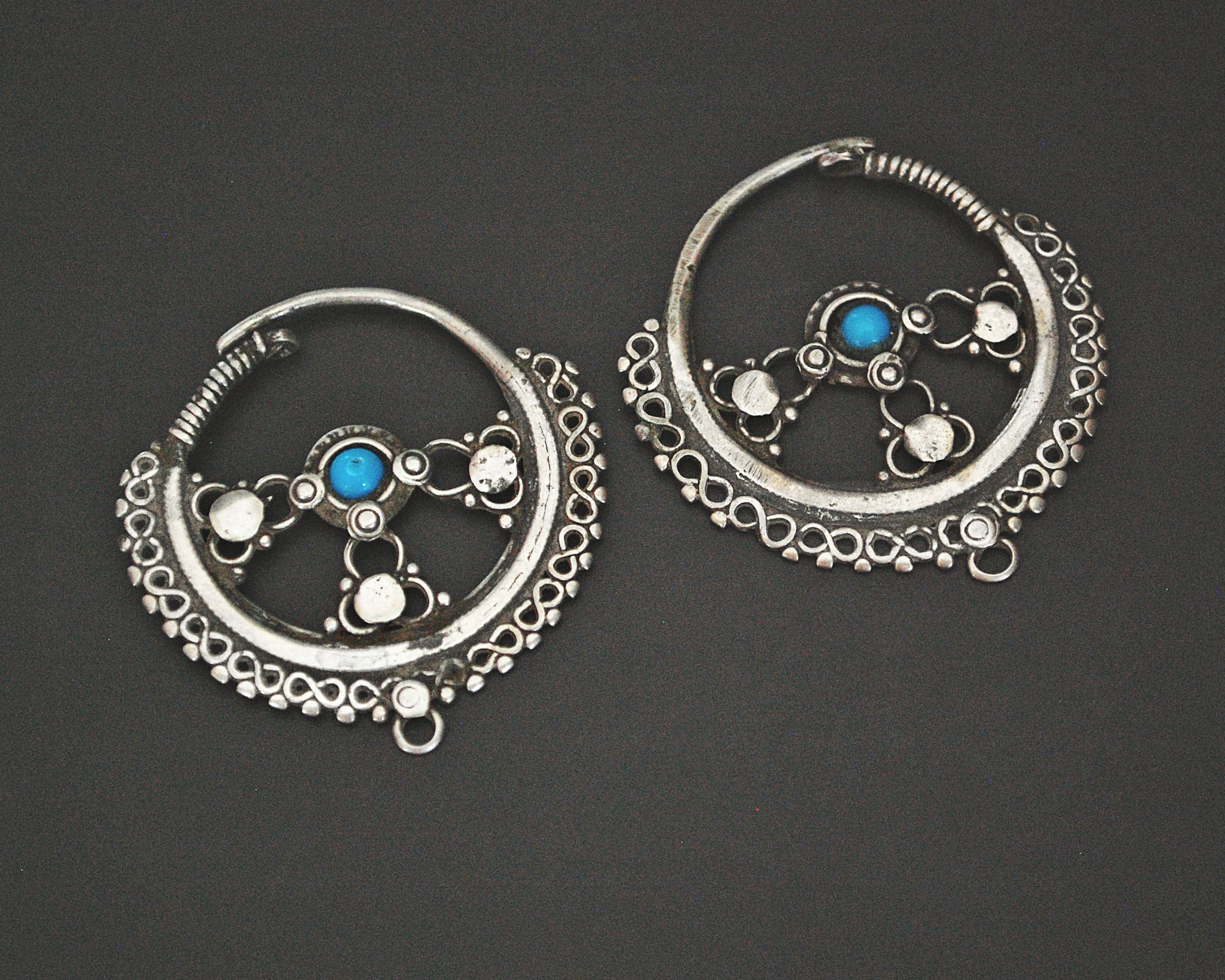 Afghani Hoop Earrings with Turquoise