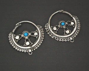 Afghani Hoop Earrings with Turquoise