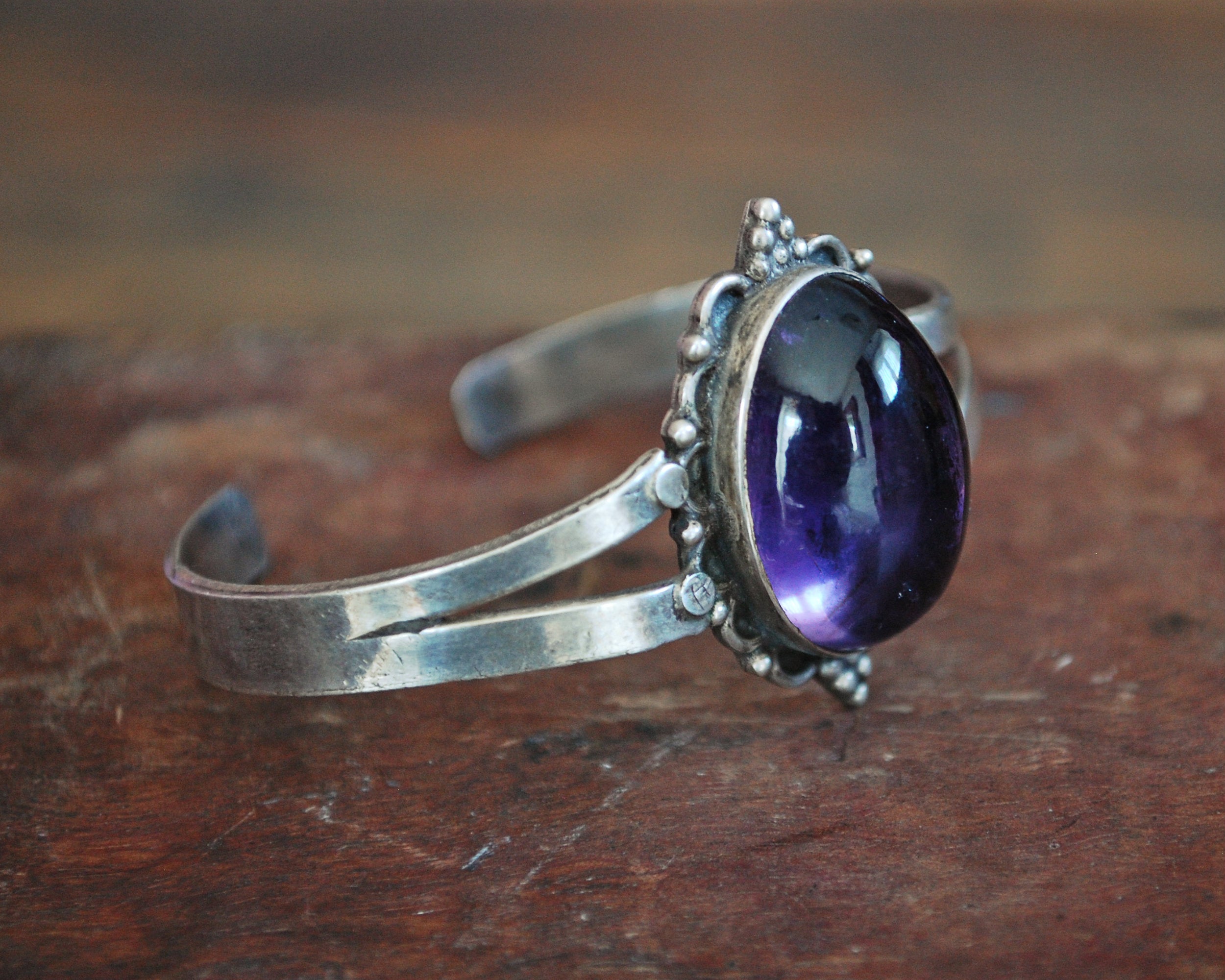 Ethnic Amethyst Cuff Bracelet from India