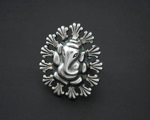 Ganesha Sterling Silver Ring - Size 7 - Adjustable