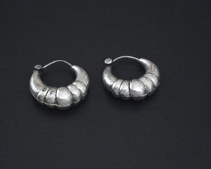 Small Ethnic Tribal Hoop Earrings - Puffy