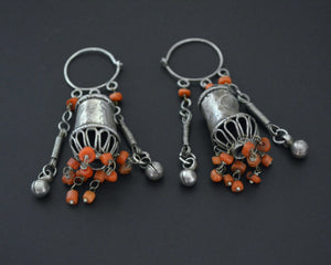 Long Uzbek Coral Earrings