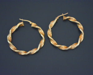 Large Twisted 14K Gold Hoop Earrings