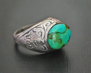 Collectable Afghani Turquoise Silver Ring - Size 9.5
