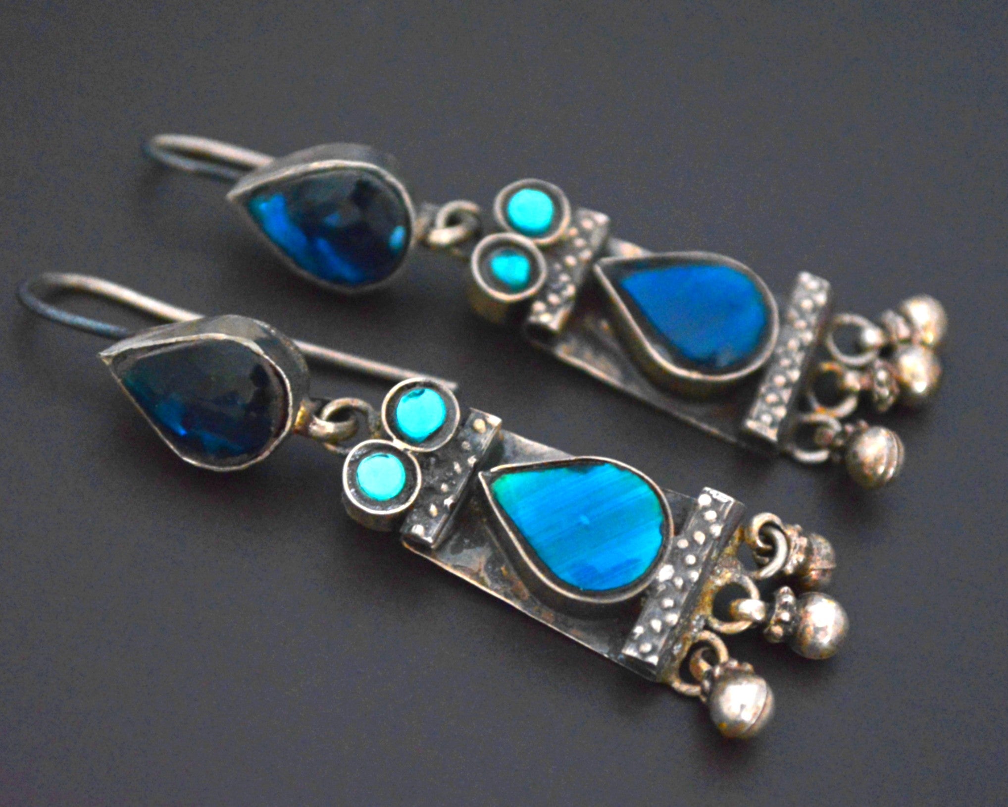 Rajasthani Earrings with Blue Glass