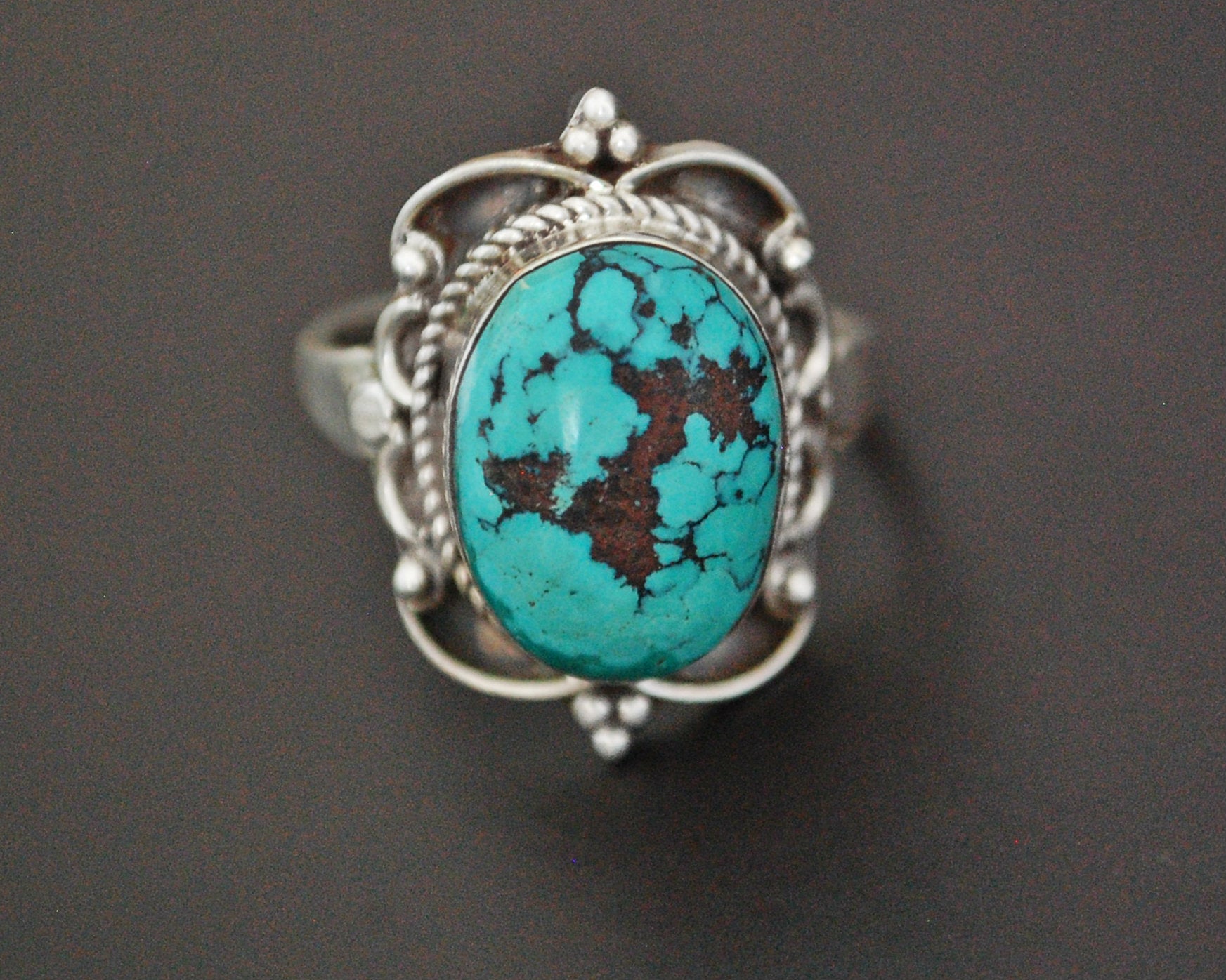 Ethnic Turquoise Ring from India - Size 10.5