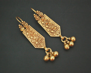 Gilded Earrings from India Rajasthan with Bells
