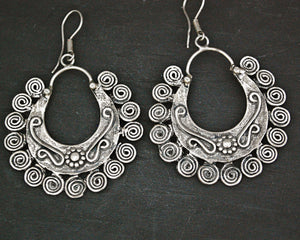 Bold Ethnic Silver Dangle Earrings