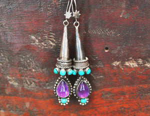 Amethyst Turquoise Earrings from India