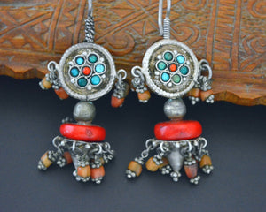 Reserved for E. - Uzbek Turquoise Coral Earrings