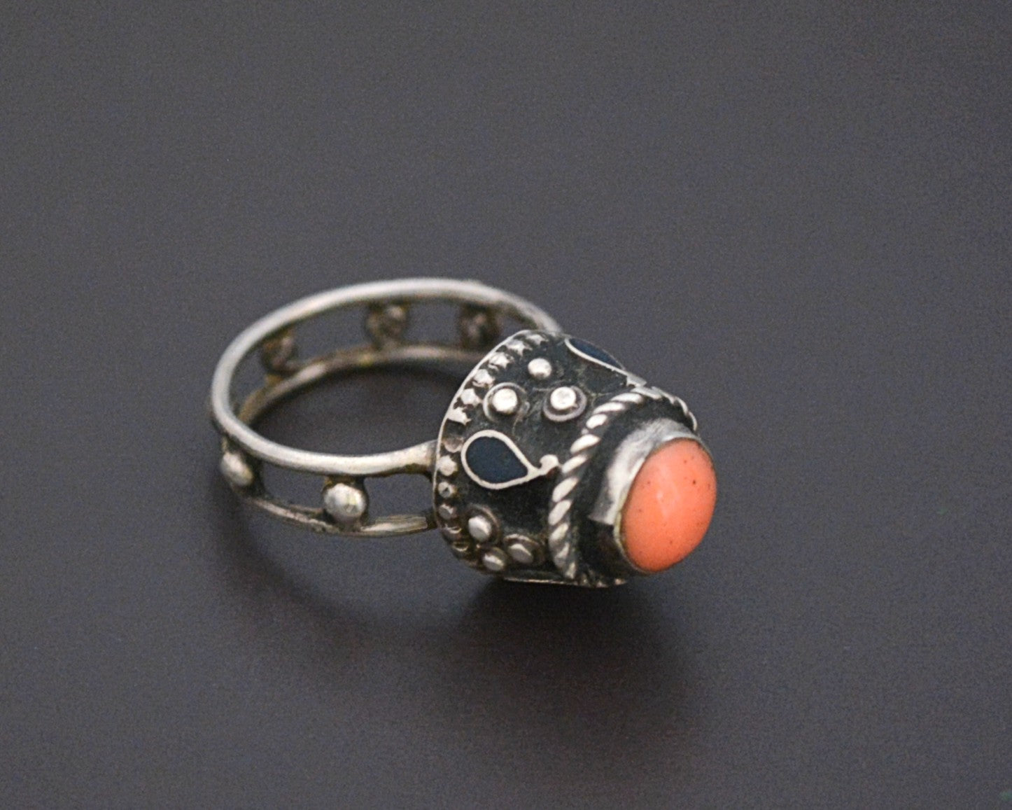 Old Afghani Coral Ring - Size 6