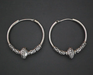 Large Bali Hoop Earrings with Bead and Wirework
