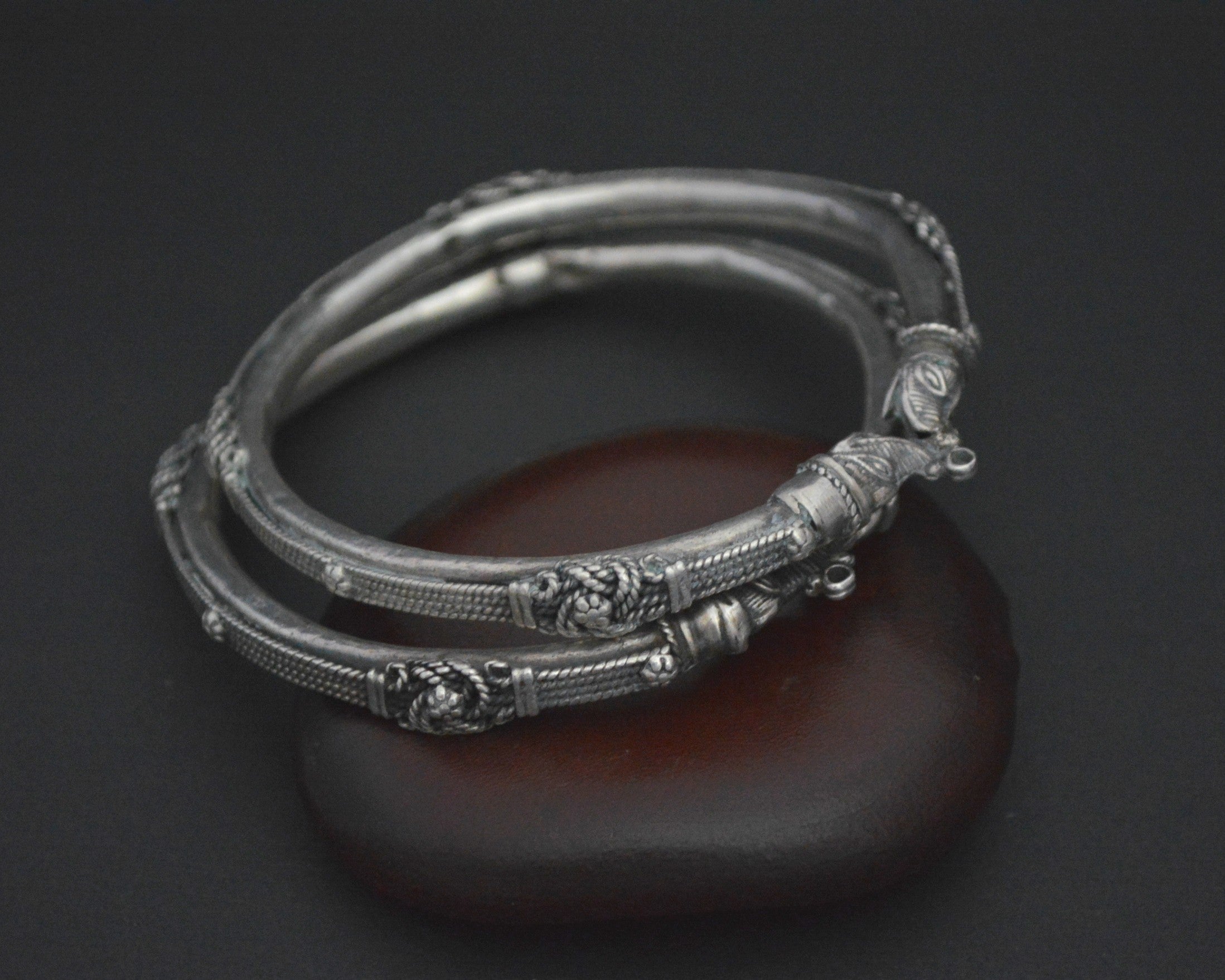 Indian Elephant Bangle Bracelet - PAIR