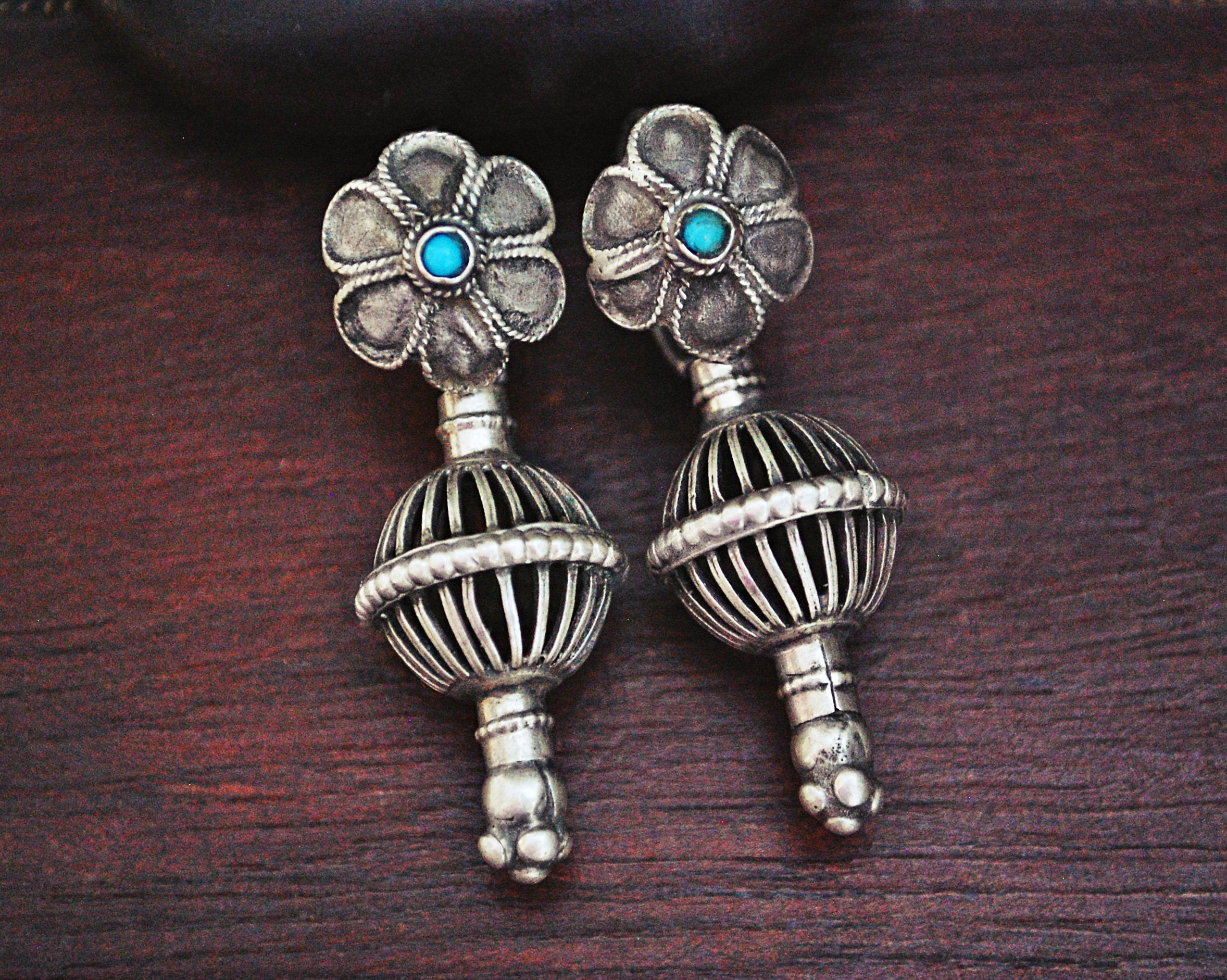 Old Gujarati Earrings with Turquoise