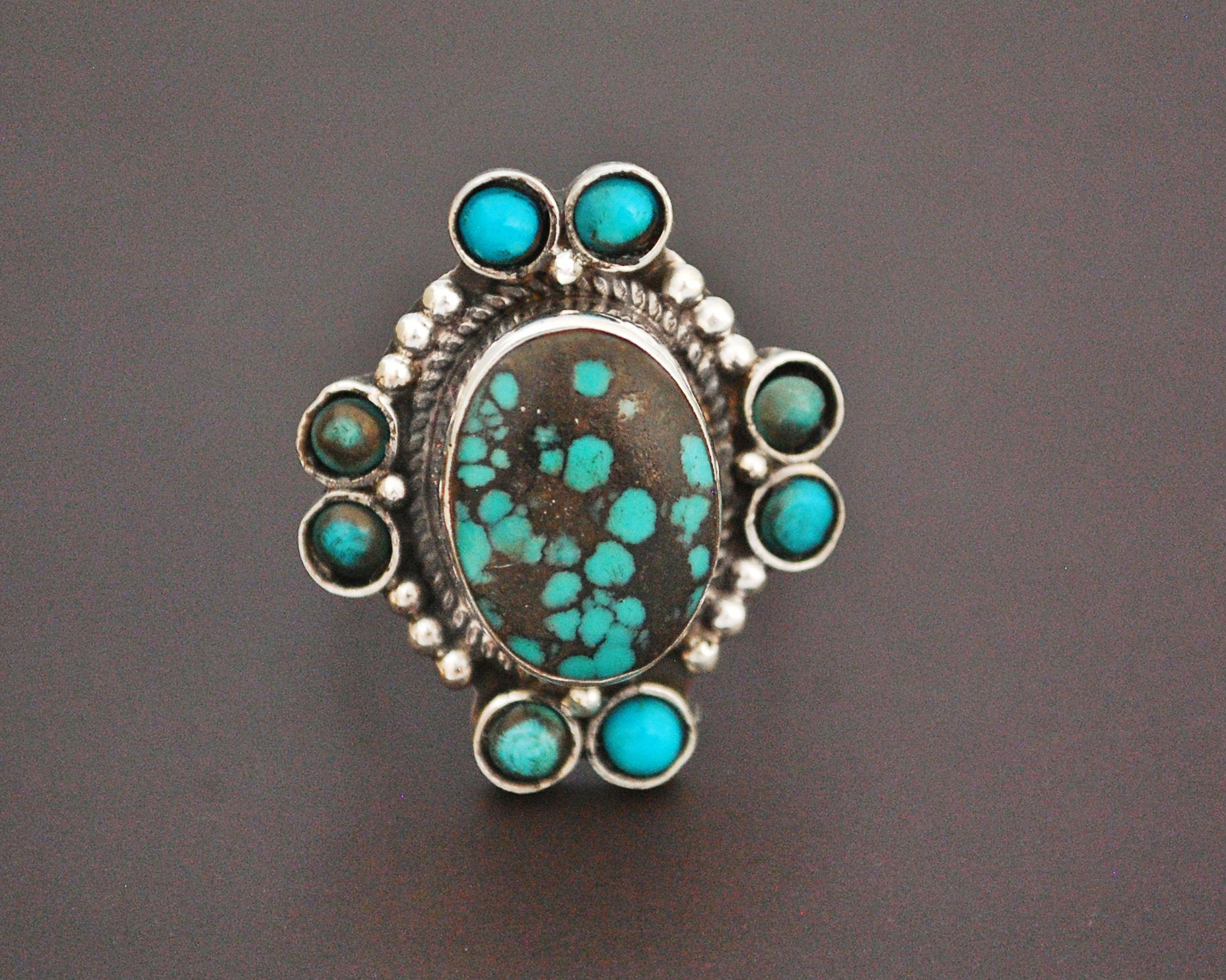 Ethnic Turquoise Ring from India - Size 9.5