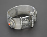 Wide Rajasthani Silver Snake Chain Bracelet with Coral and Turquoise