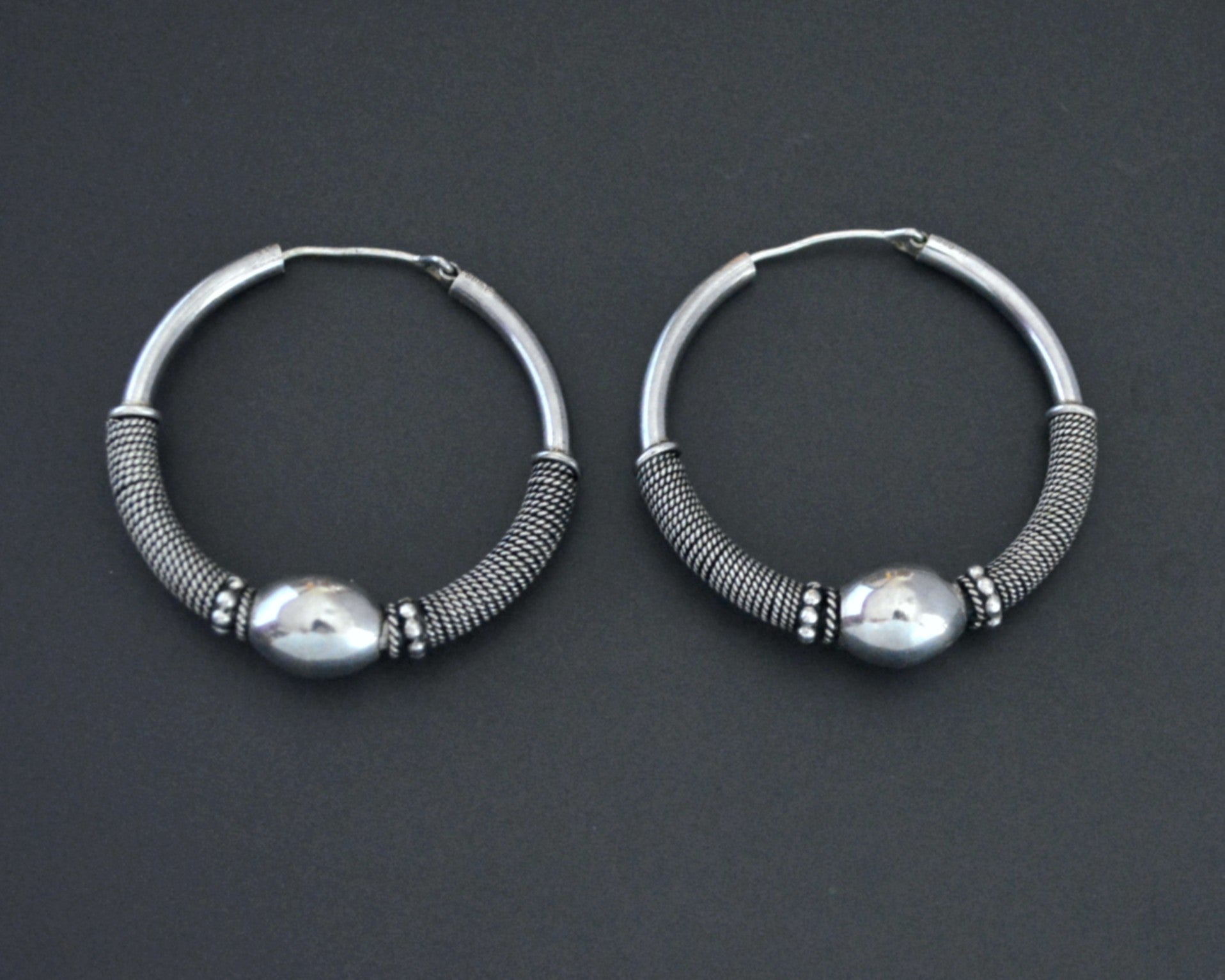 Large Ethnic Bali Hoop Earrings