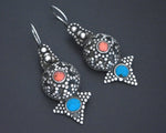 Afghani Coral Turquoise Earrings