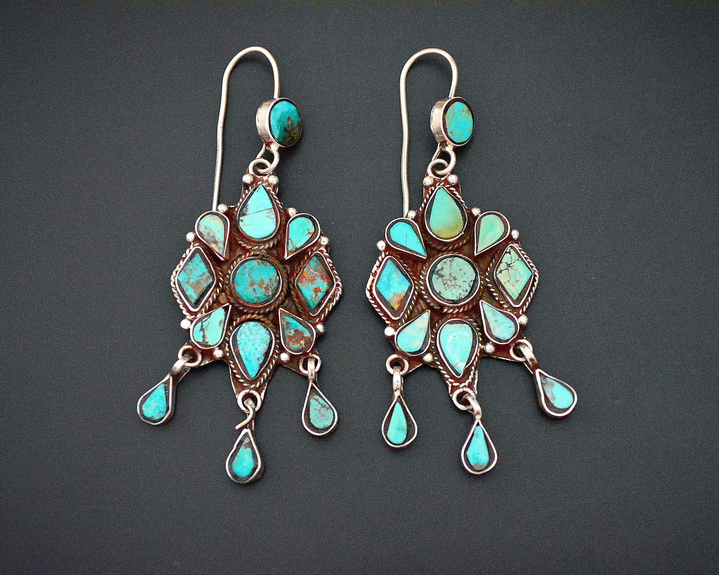 Wonderful Turquoise Earrings from India with Dangles