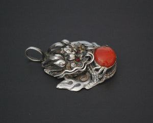 Nepali Coral Dragon Pendant