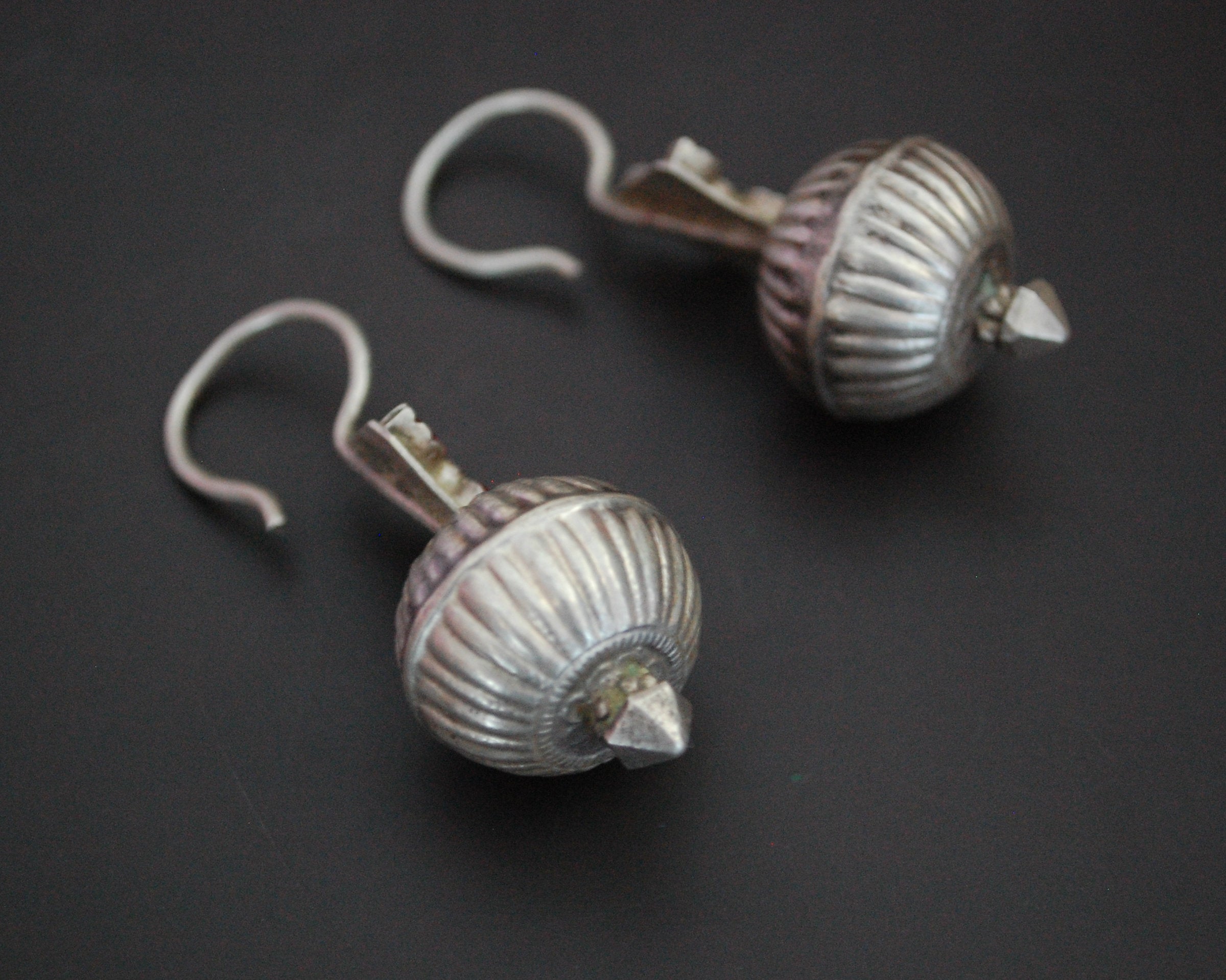 Antique Afghani Earrings with Pink Glass