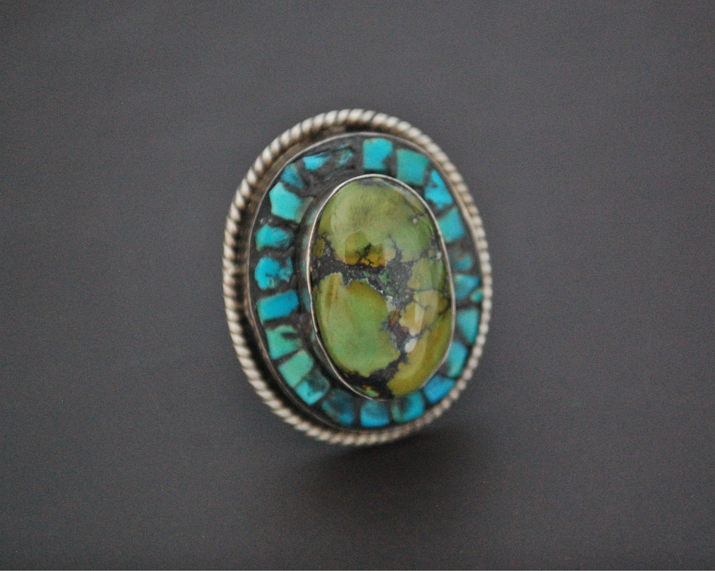 Bold Nepali Turquoise Ring - Size 7.5