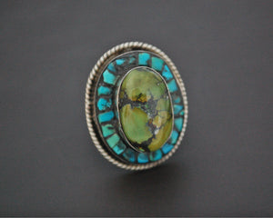 Bold Nepali Turquoise Ring - Size 7.5