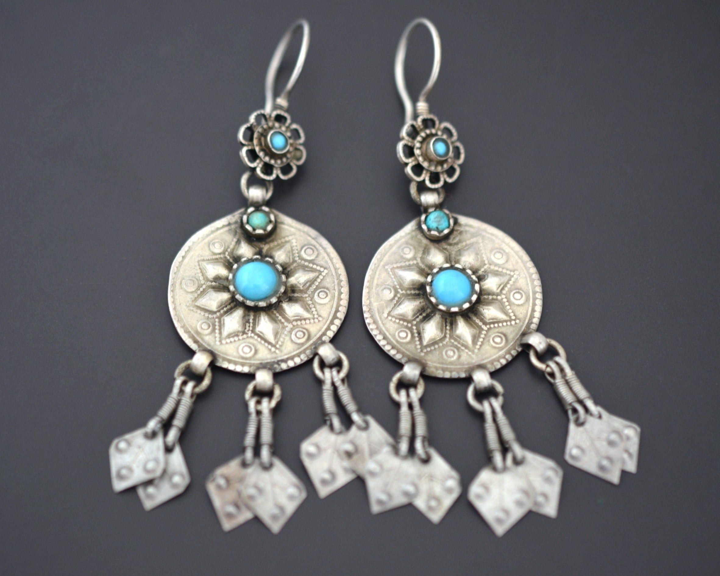 Afghani Dangle Earrings with Turquoise
