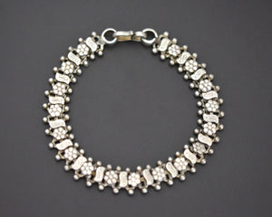Rajasthani Silver Flower Link Bracelet