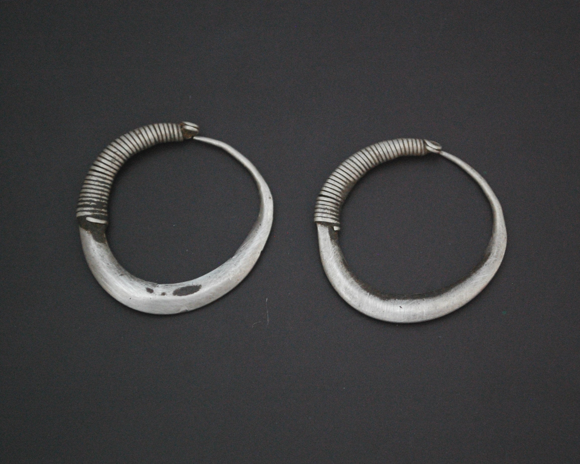Antique Afghani Hoop Earrings - Flatened