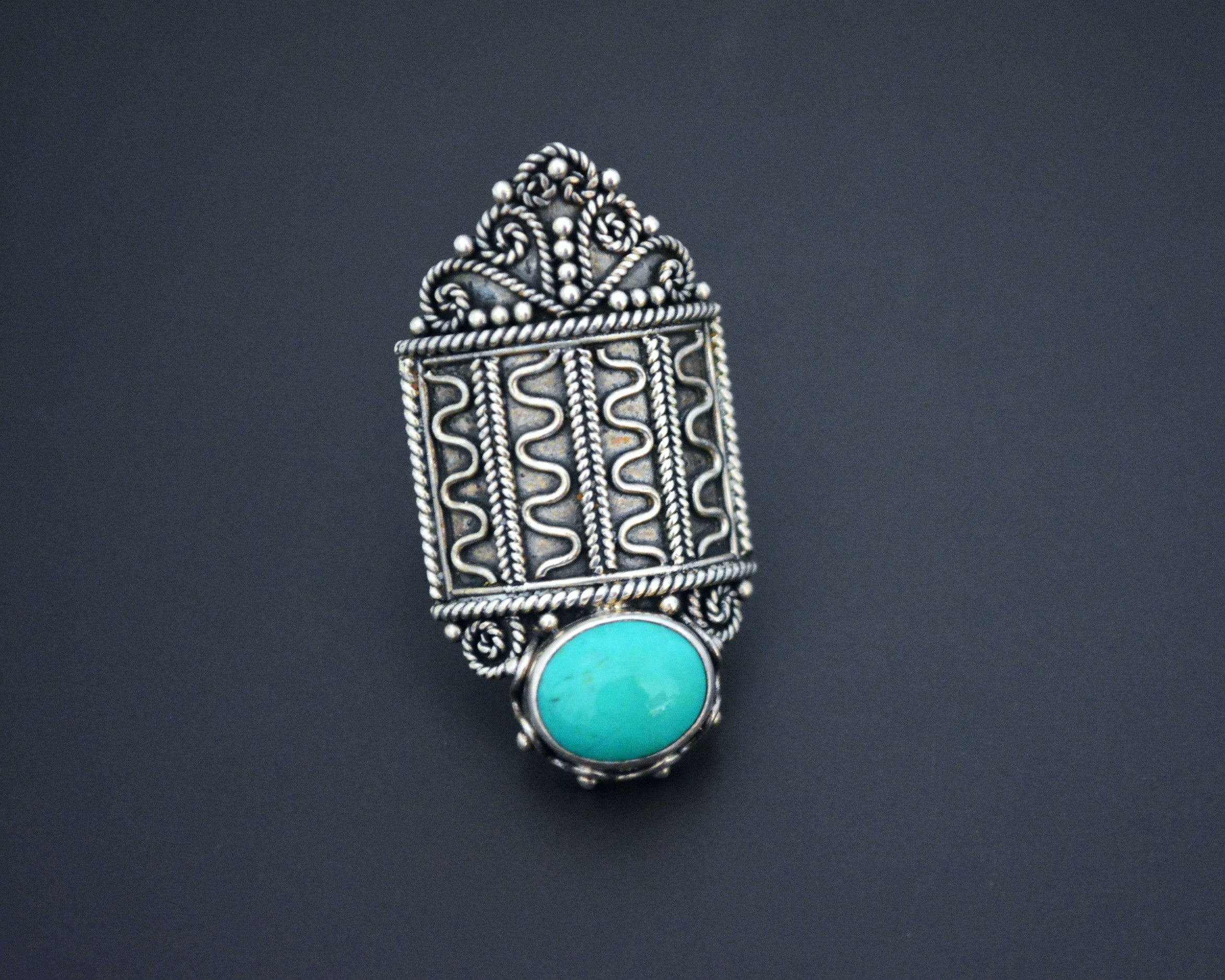 Ethnic Turquoise Ring from Bali - Size 8