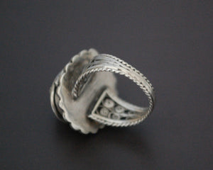 Vintage Coral Filigree Poison Ring - Size 7