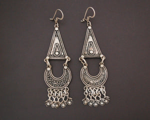 Long Vintage Indian Silver Earrings