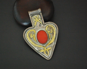 Turkmen Gilded Asyk Pendant with Carnelian