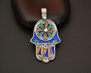 Enamel Berber Hamsa Pendant