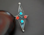 Native American Coral Turquoise Ring - Size 8