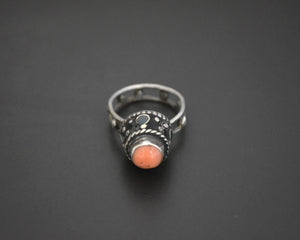 Old Afghani Coral Ring - Size 6